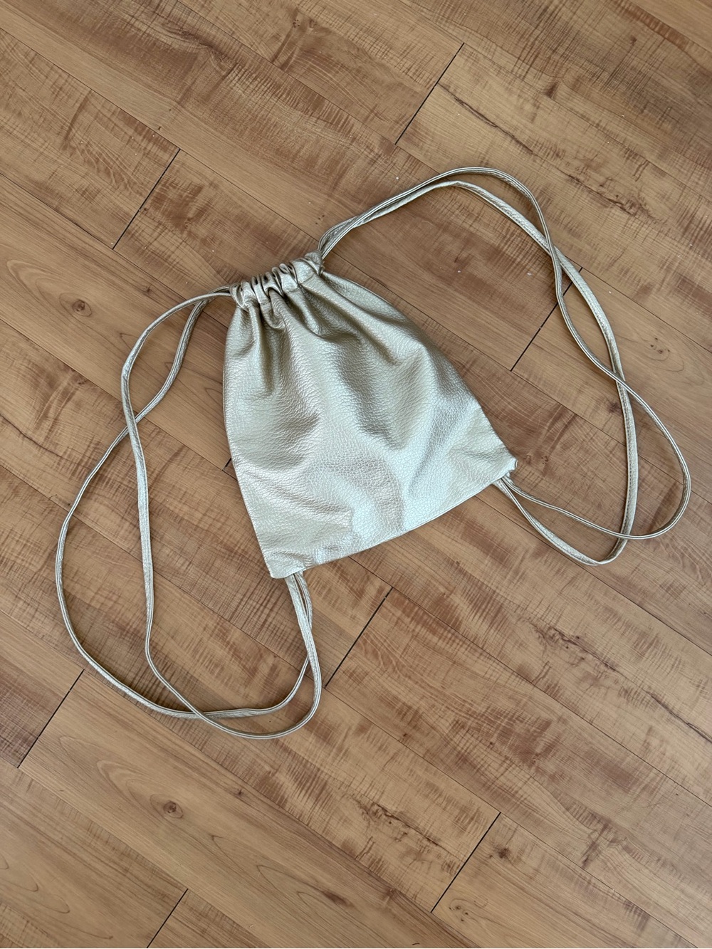 Gold Metallic Drawstring Backpack Bag